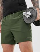 Asos 4505 Training Shorts In Mid Length In Khaki-green