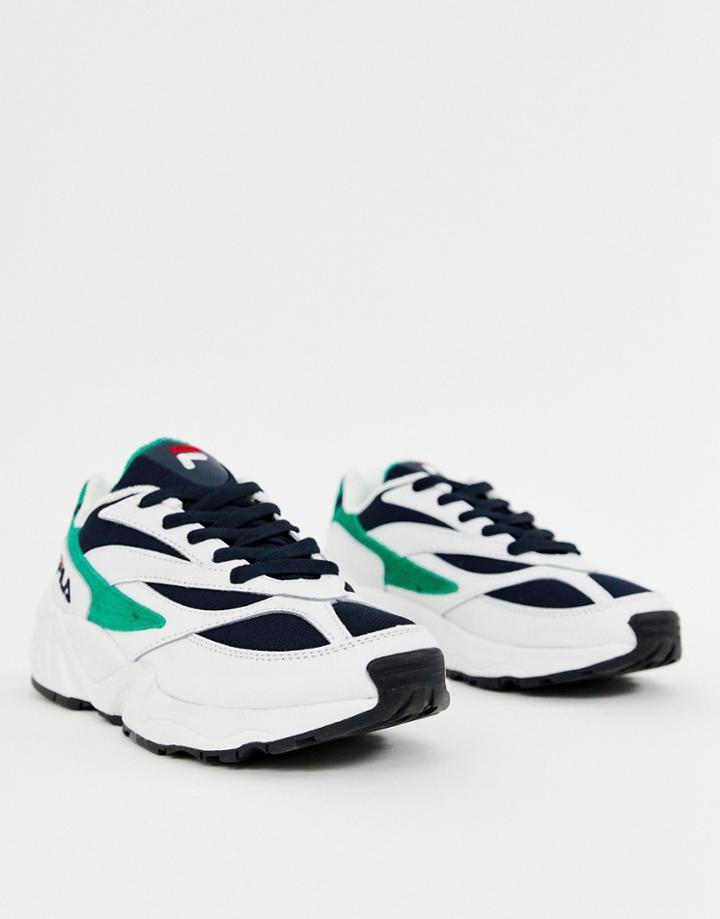 Fila White Green And Navy Venom Sneakers - White