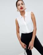Asos Design Sleeveless Soft Shirt-white