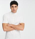 Asos Design Muscle Fit Knitted T-shirt With Turtle Neck In White