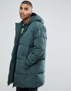 Asos Oversized Puffer Jacket With Hood In Green - Green