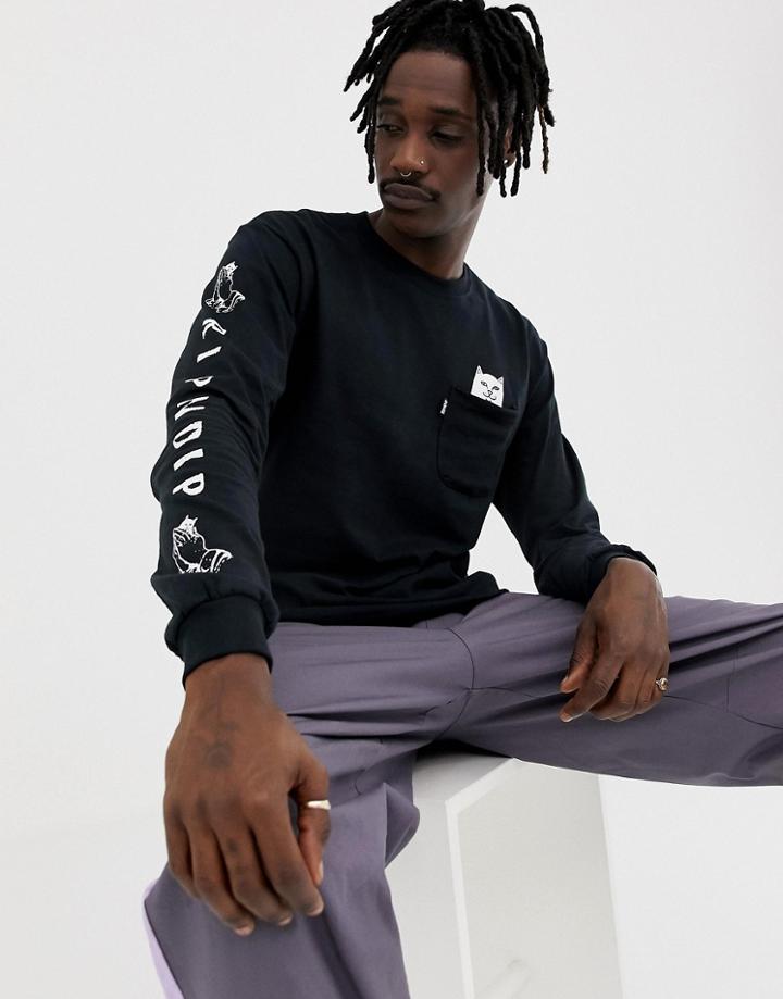 Ripndip Lord Nermal Long Sleeve Top In Black - Black