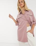 Object Oversized Shirt With Pocket Detail In Pink