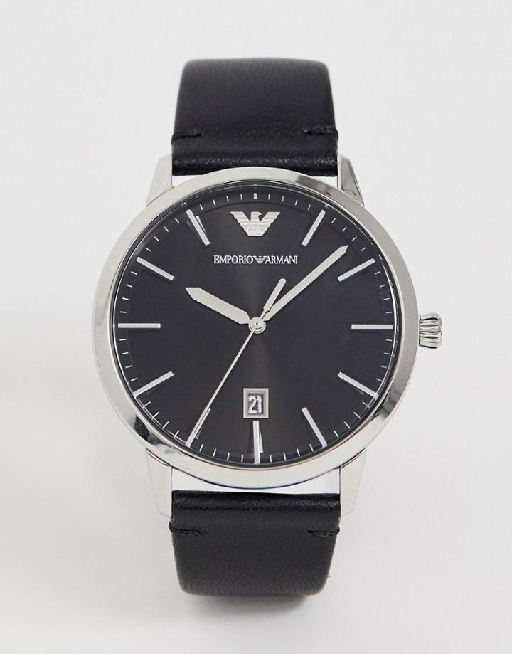 Emporio Armani Ar11193 Ruggero Leather Watch 43mm - Black