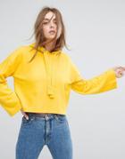 Monki Cropped Hoodie - Yellow