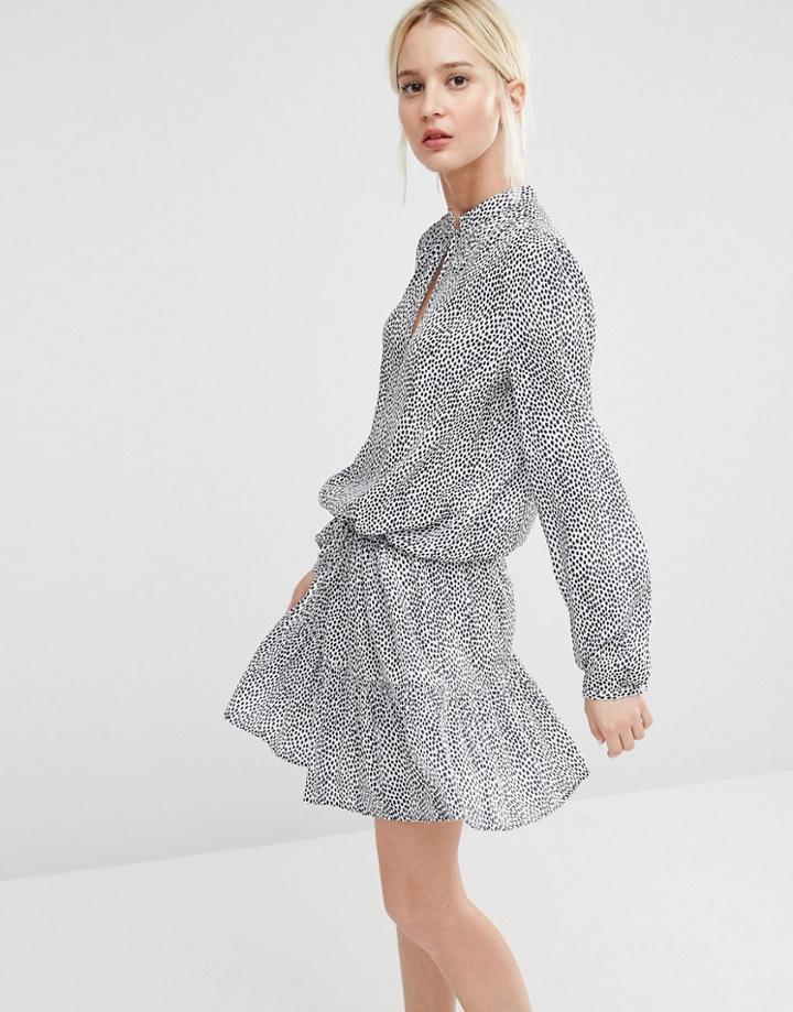 Gestuz Tacel Printed Dress With Flippy Skirt - Blue