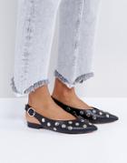 Asos Loose Cannon Studded Ballets - Black