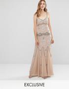Maya Delicate Embellished Maxi Dress With Fishtail - Brown