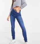 Only Tall Royal High Waist Skinny Jeans In Mid Blue Wash-blues