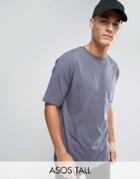 Asos Tall Oversized Longline T-shirt In Blue - Blue