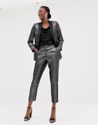 New Look Satin Tux Pants In Silver - Silver
