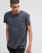 Selected Homme Acid Wash T-shirt - Black