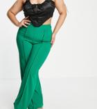 I Saw It First Plus Exposed Seam Pants In Green-multi