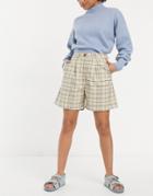 Monki Nimmi Tailored Shorts In Plaid Print-multi