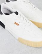 Bershka Sneakers In White With Black Contrast Tab