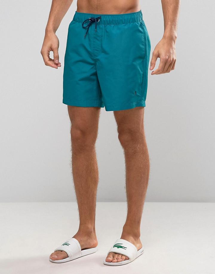 Original Penguin Swim Shorts Small Logo In Green - Green