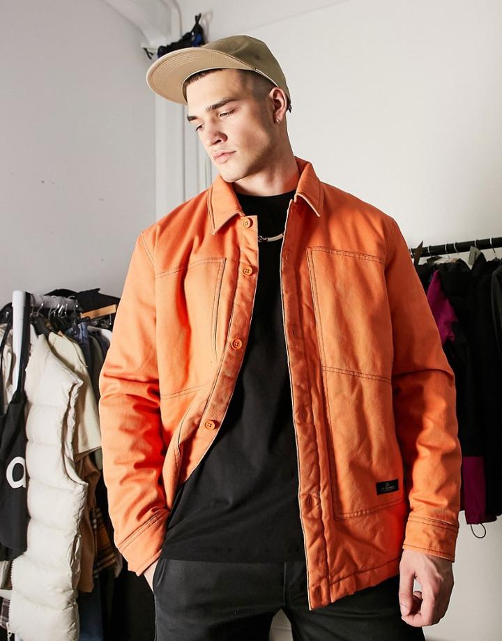 Topman Padded Coach Jacket With Contrast Stitching In Orange