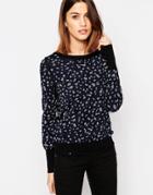 Shae Leopard Print Sweater - Navy