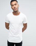 Jack & Jones Originals Longline T-shirt With Curved Hem And Cut And Sew Detail - White