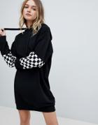 Asos Checkerboard Hoody Dress - Black