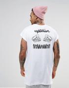 Asos Oversized Sleeveless T-shirt With Fist Print And Step Hem In White - White