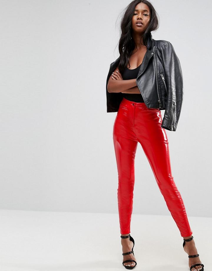 Asos Vinyl Skinny Pant - Red