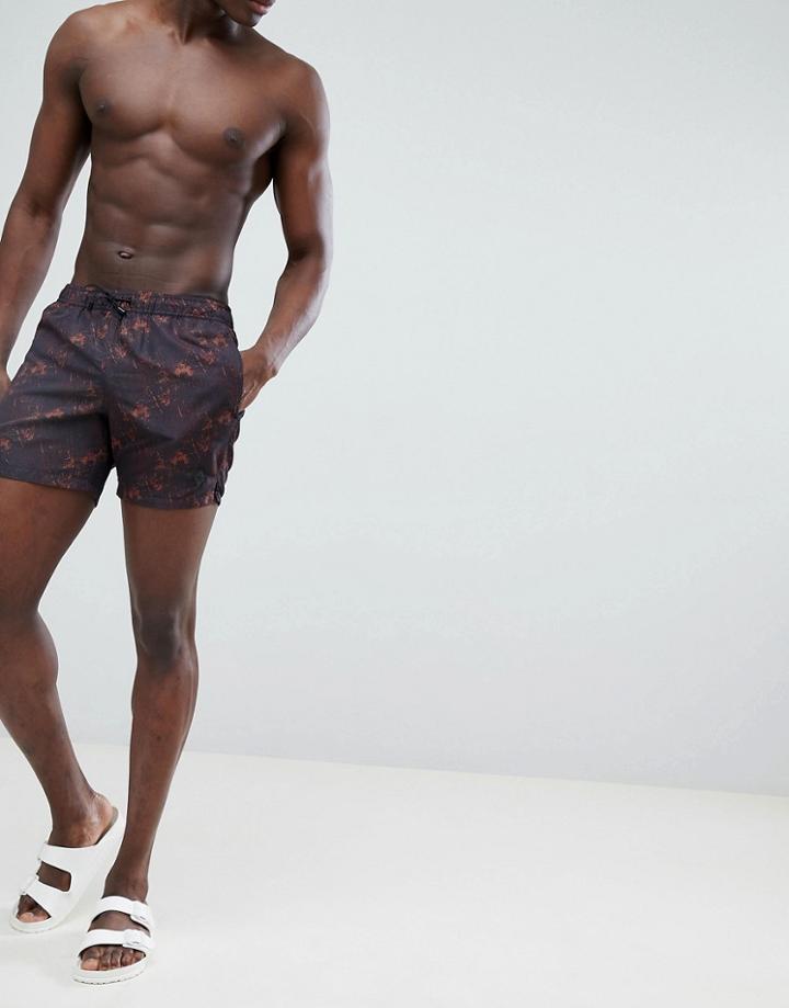 J Lindeberg Printed Swim Shorts In Black - Black