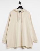 Asos Design Extreme Oversized Hoodie With Half Zip In Beige-neutral