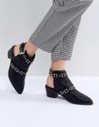 Miss Selfridge Backless Studded Western Ankle Boots - Black