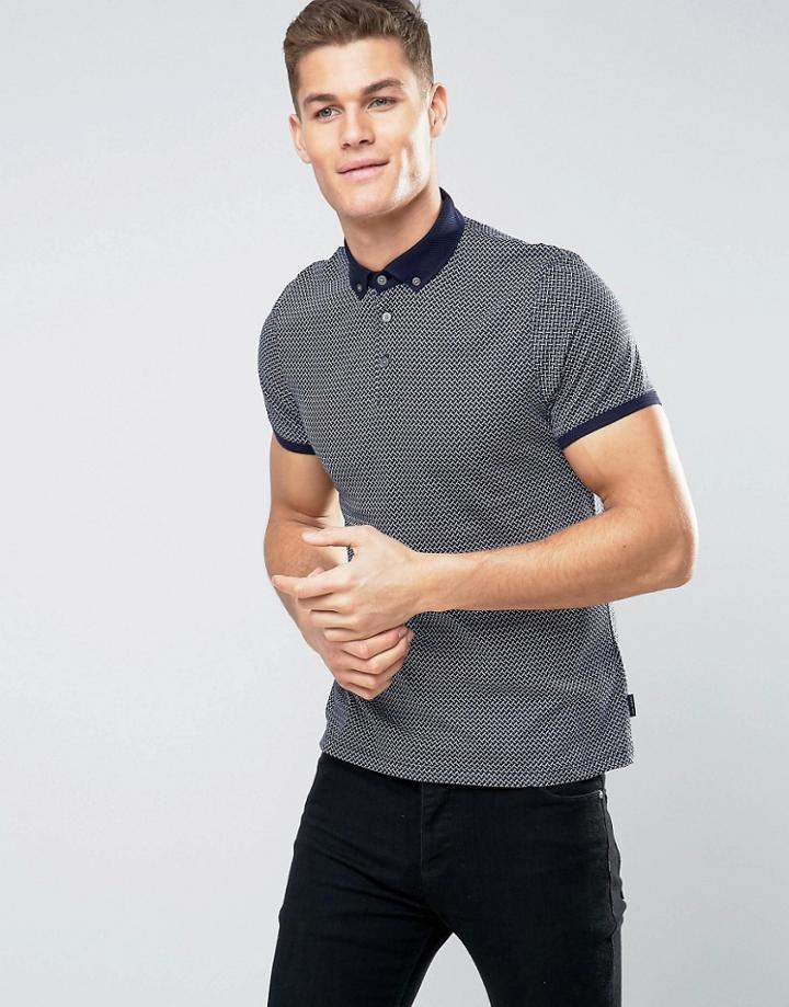 Ted Baker Geo Print Polo - Navy