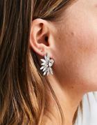 True Decadence Spiked Stud Earrings In Crystal-silver