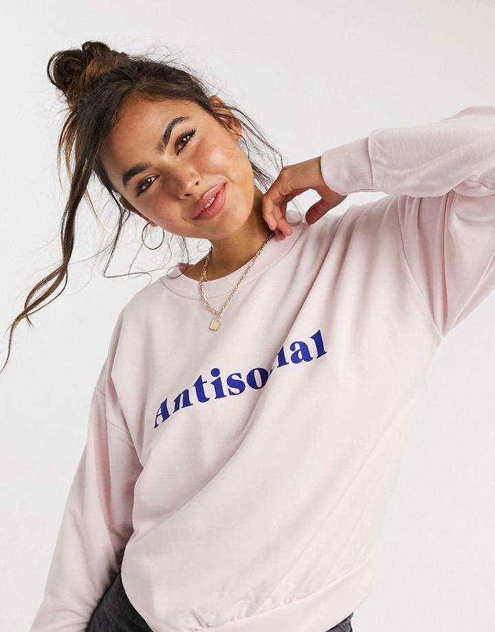 Skinny Dip Slogan Sweater Tracksuit In Pink