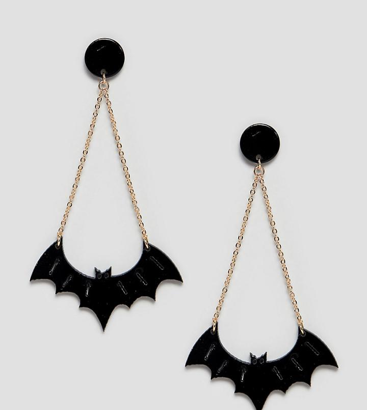 Monki Bat Earrings In Black - Black