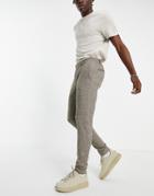 Asos Design Super Skinny Smart Pants In Stone Cross Hatch-neutral