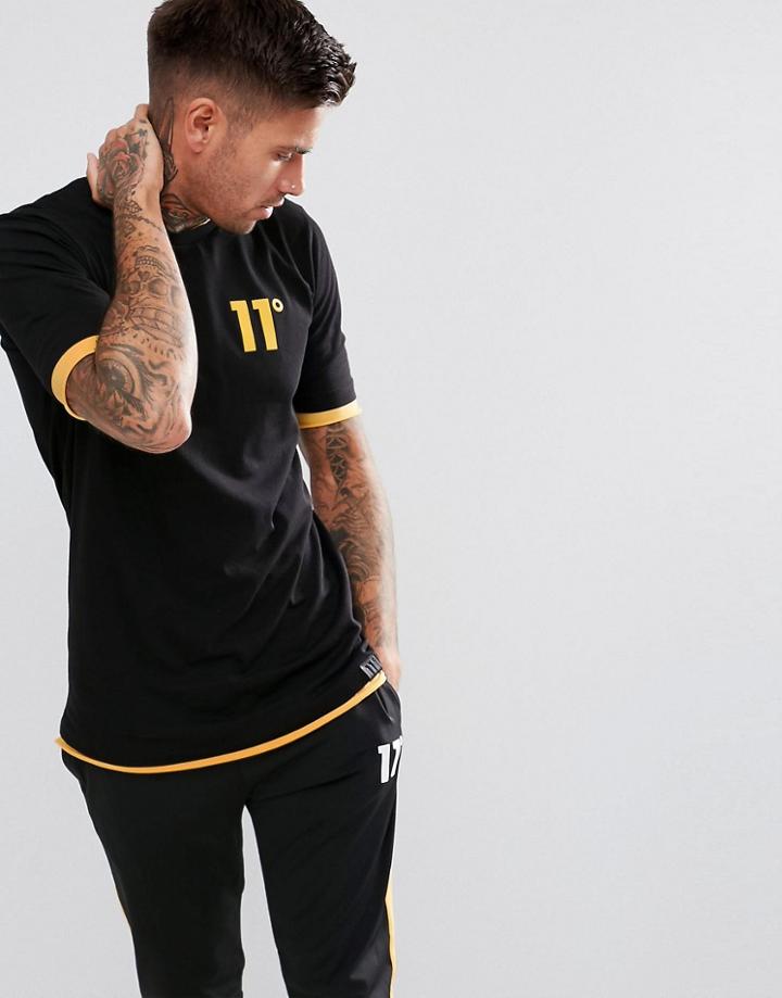 11 Degrees Muscle Layered T-shirt In Black - Black