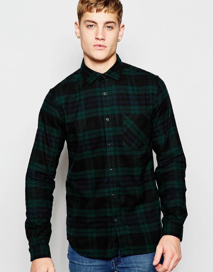 Jack & Jones Brushed Check Shirt - Black