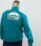 New Era Denver Nuggets 1/4 Zip Sweat With Back Print In Green Exclusive To Asos - White