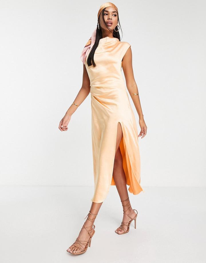 Pretty Lavish Satin Midaxi Dress In Orange