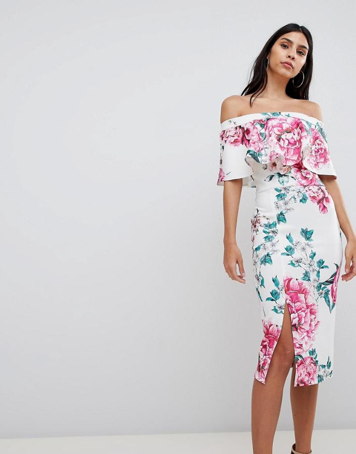 True Violet Frill Layer Midi Dress - Multi