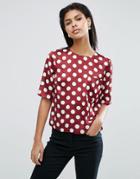 Asos Satin Tee In Polka Dot - Multi