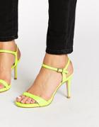 Faith Liberty Lime Patent Heeled Sandals - Green
