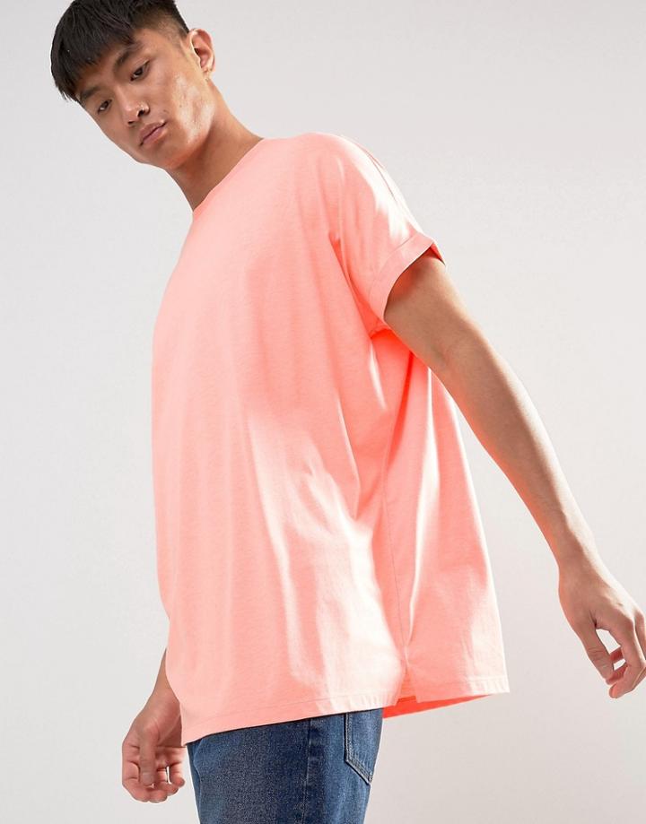 Asos Super Oversized Roll Sleeve T-shirt - Orange