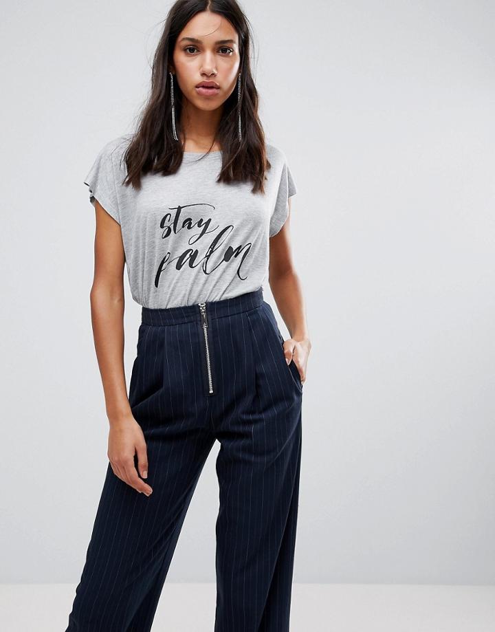 Blend She Stay Calm Print T-shirt - Gray
