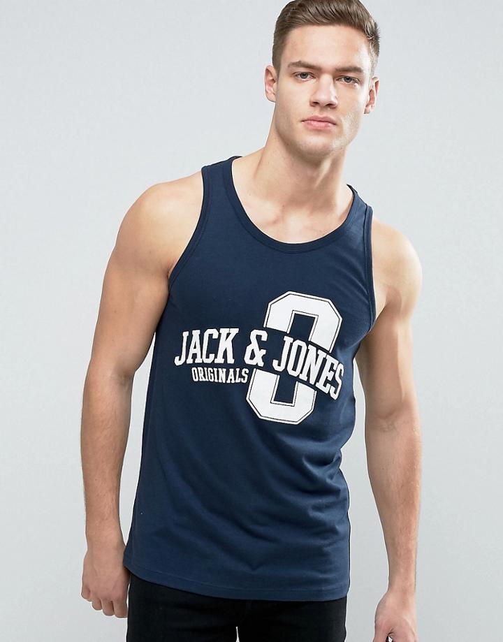 Jack & Jones Originals Tank With Graphic - Navy