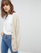Asos Cardigan In Chunky Oversized Fit - Beige