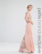 Jarlo Petite Halter Neck Maxi Dress With Lace Bodice - Nude