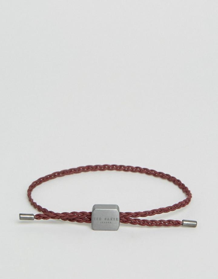Ted Baker Leather Braid Cord Bracelet In Red - Red