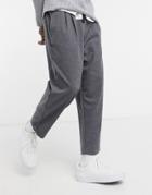 Asos Design Wide Pleated Pants In Gray-grey