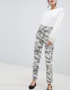 Asos Design Original Mom Jeans In Comic Print - Multi
