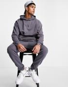 New Look Washed Set Hoodie In Dark Gray-grey